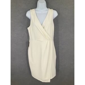Express Womens Sleeveless Surplice Wrap Dress Ivory Office Career Medium‎
